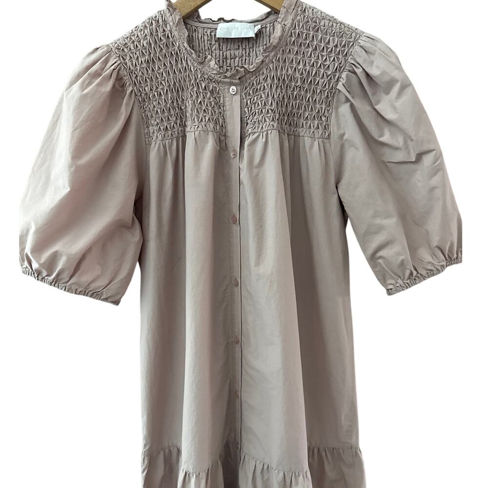 Christy Lynn Eleanor Poplin Puff Sleeve Button Front Maxi in Blush Size Large - Picture 7 of 12